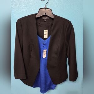 Express Black Blazer with Blue Tank